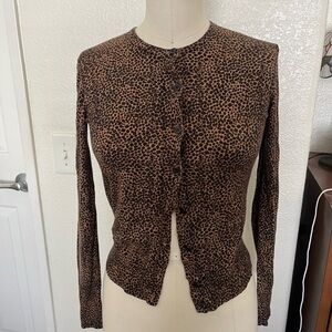 Ann Taylor Brown Animal Print Cardigan